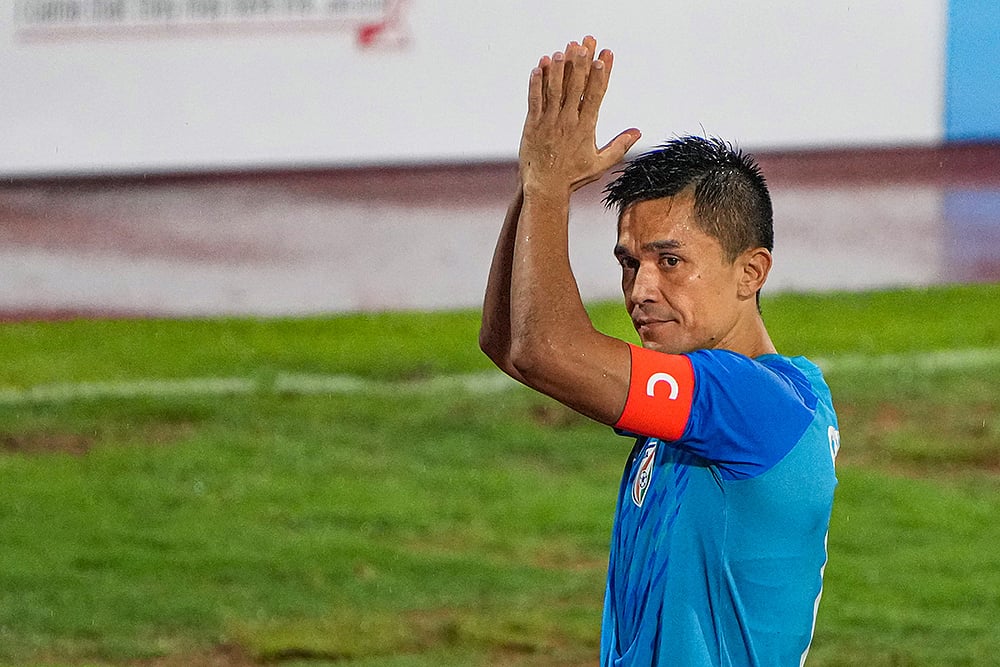 | Photo: PTI/Shailendra Bhojak : Chhetri to retire