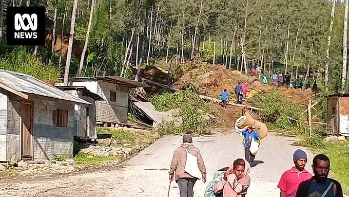 X : The landslide hit Kaokalam village in Enga Province.