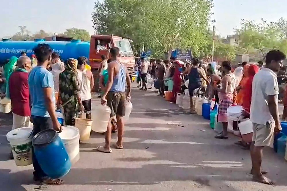 | Photo: PTI : Delhi water crisis