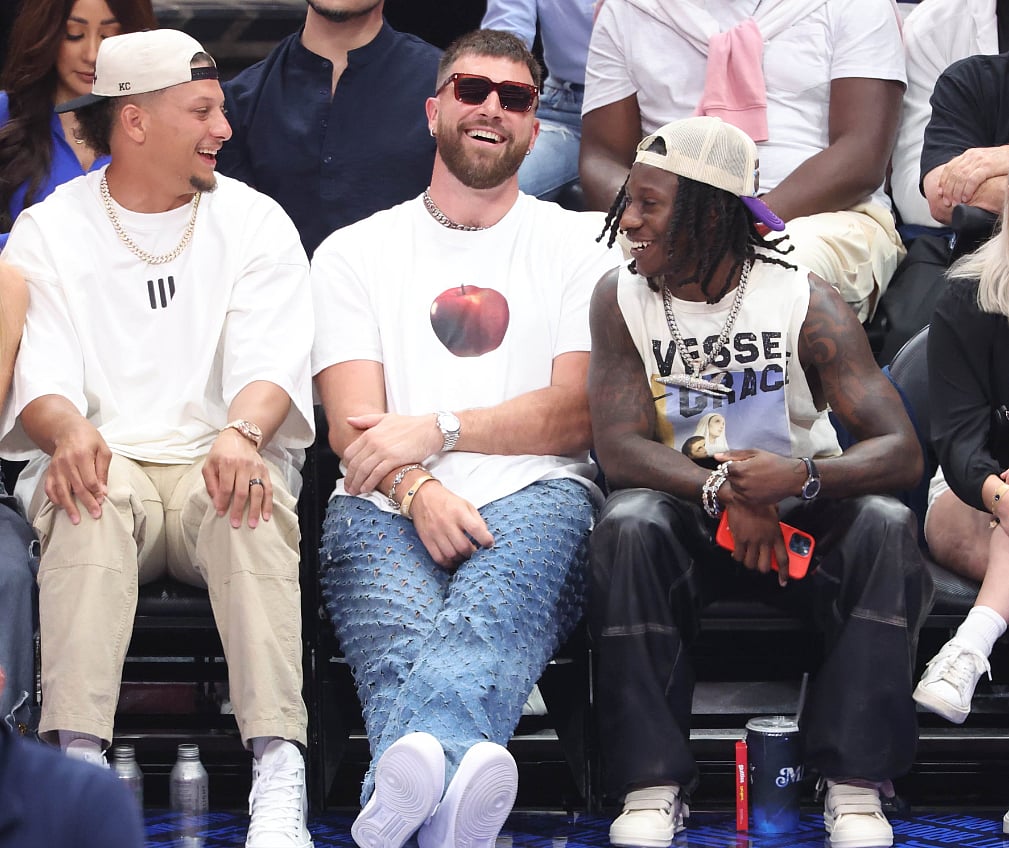 Travis Kelce at a NBA playoffs game - X