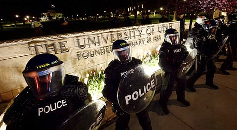 Police in front of University of Utah