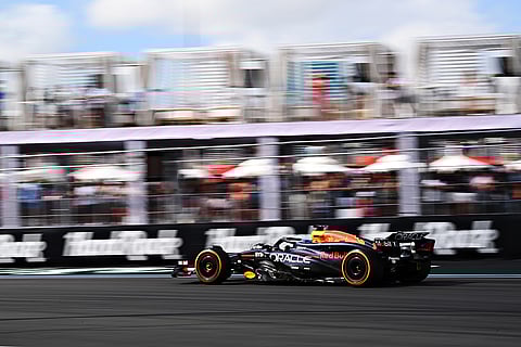 Max Verstappen's RB20 on track