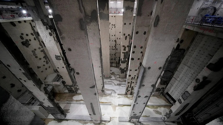 The Austerlitz wastewater and rainwater storage basin, which is intended to make the Seine river swimmable during the Paris 2024 Olympic Games, is seen during its inauguration Thursday, May 2, 2024 in Paris. - AP