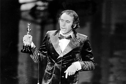 Albert S. Ruddy accepts the Oscar for Best Picture for The Godfather in 1973