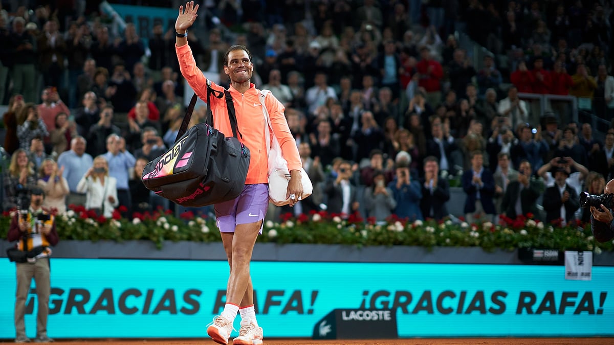 Rafael Nadal salutes the crowd following his Madrid Open exit.