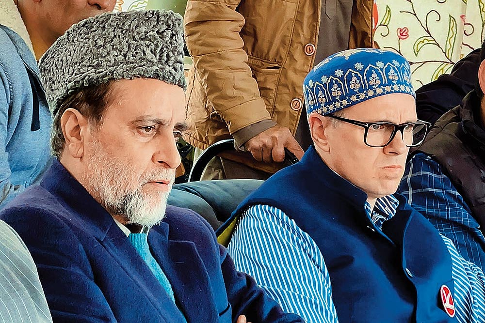 Photo: Naseer Ganai : Coveted Battle: Omar Abdullah and National Conference candidate Mian Altaf