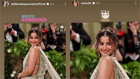 Neetu Kapoor and Riddhima Kapoor give thumbs up to Alia Bhatt's Met Gala 2024 look