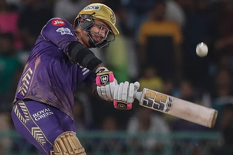 KKR's Sunil Narine plays a shot