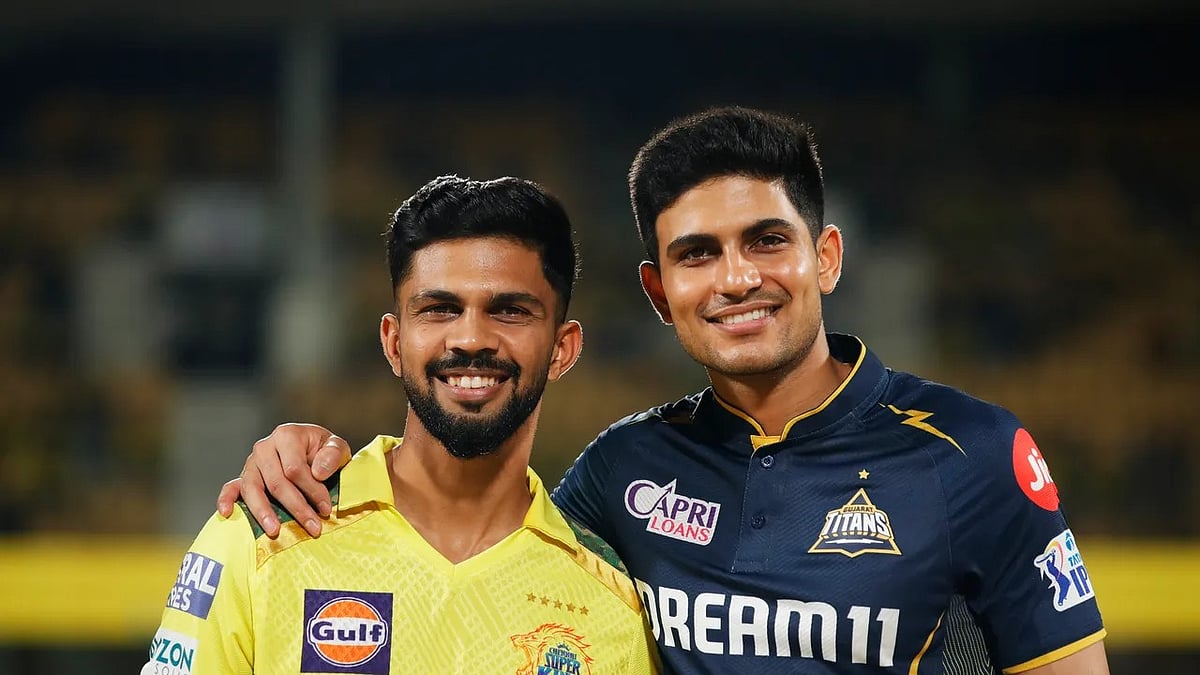 Captains of Chennai Super Kings and Gujarat Titans, Ruturaj Gaikwad (first from left), and Shubman Gill during match number 7 of IPL 2024.  - IPL 