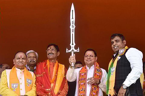 Pushkar Dhami campaigns in Ranchi