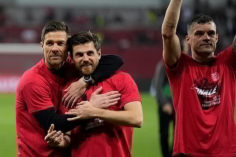 Xabi Alonso celebrates at the end