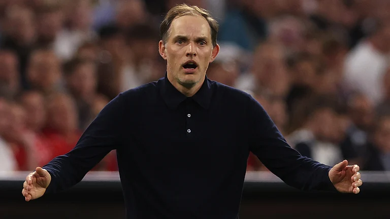 Thomas Tuchel during Bayern's draw with Real Madrid. - null
