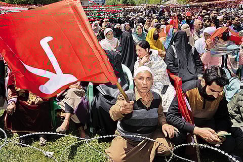 NC supporters at a campaign rally in Baramulla