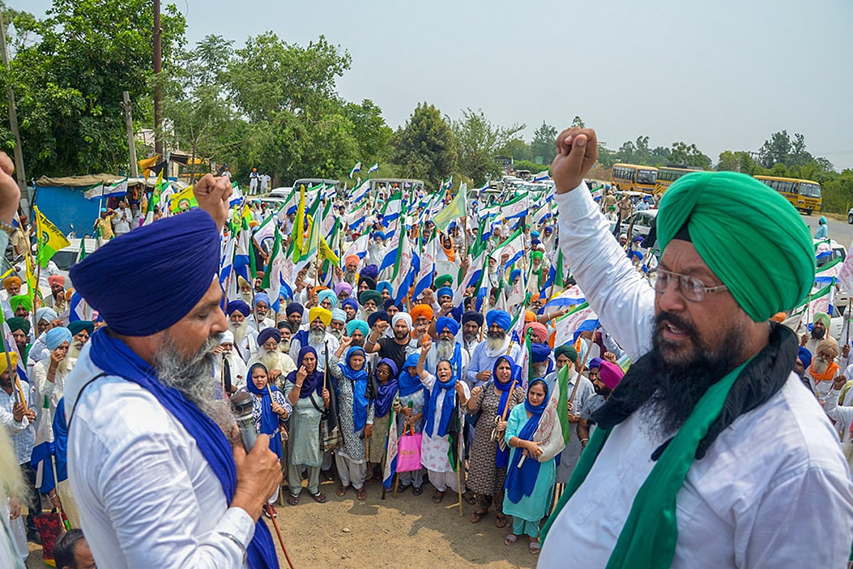 Farmers protest against