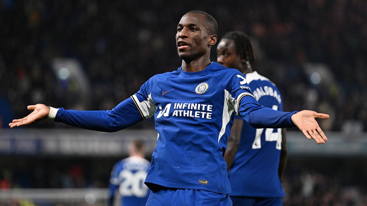 Nicolas Jackson celebrates after scoring Chelsea's second goal - null