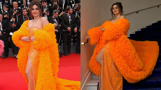 Cannes 2024: 'TMKOC' Fame Deepti Sadhwani Turns Heads In An Orange Gown With 'Record-Breaking Longest Trail'