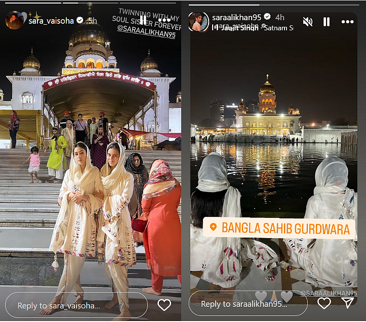 Instagram Stories of Sara Ali Khan and Sara Vaisoha