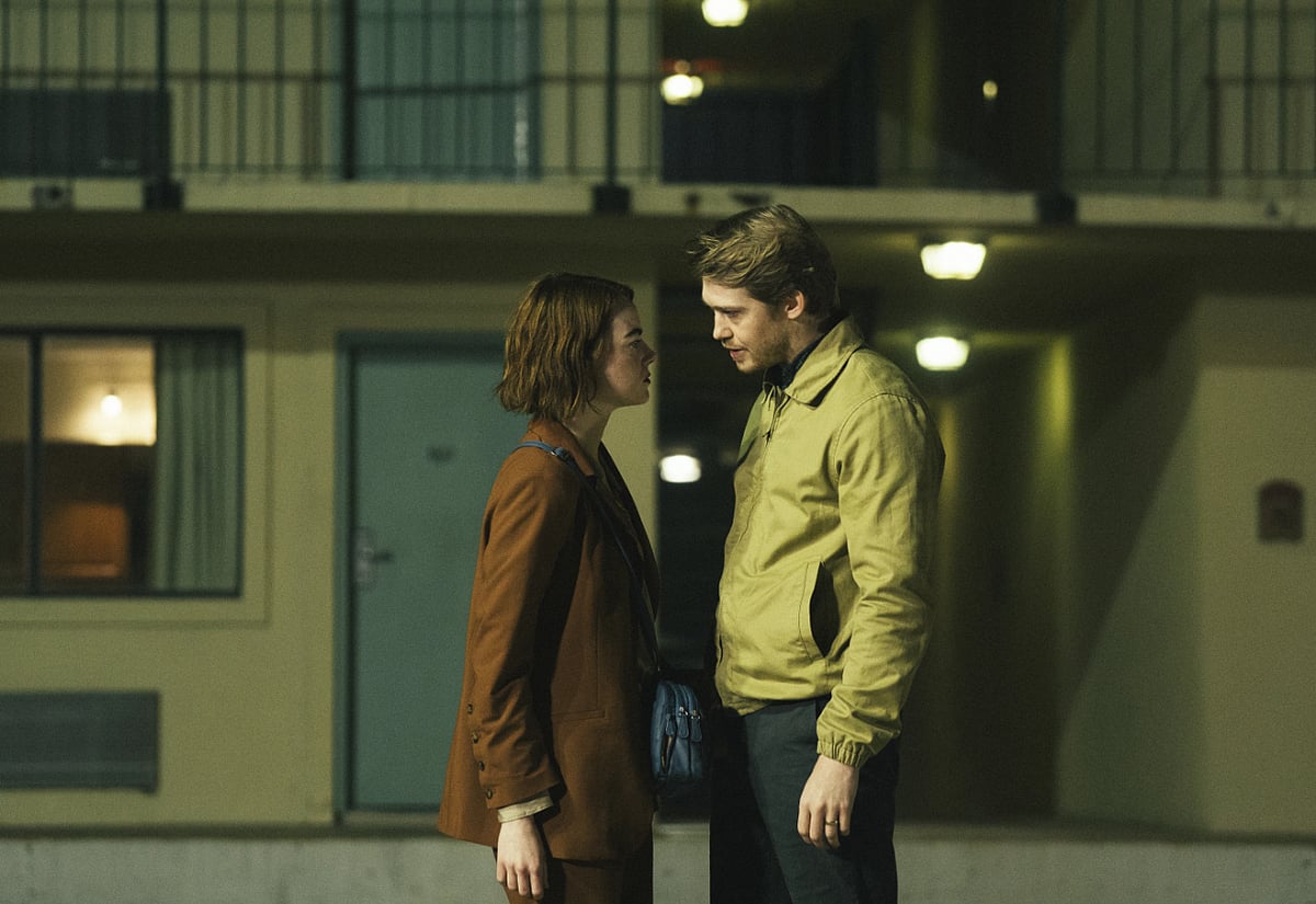 This image shows Emma stone and Joe Alwyn in a scene from 'Kinds of kindness.' - AP