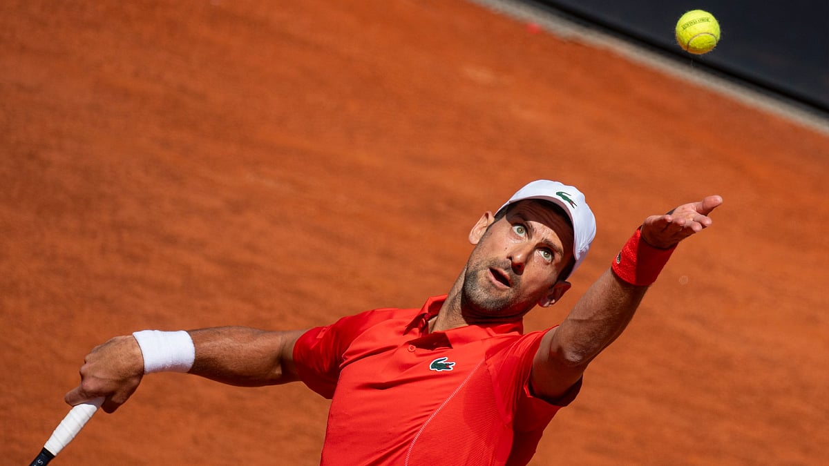 Novak Djokovic in action on the clay in Switzerland.