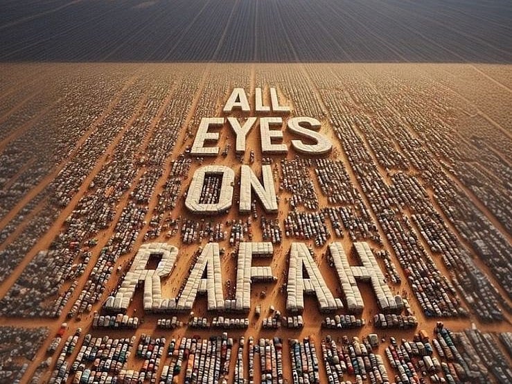 AI generated image with the text ‘All eyes on Rafah