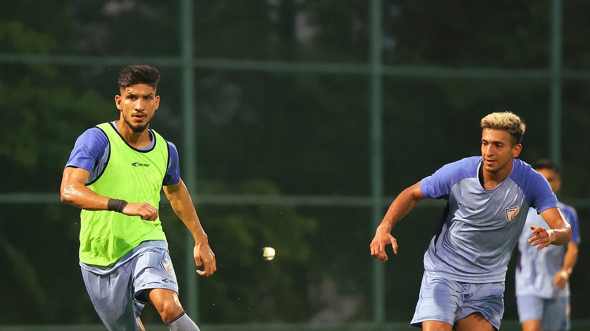 X | Indian Football Team : India National Football Team in action during a practice session ahead of FIFA World Cup Qualifiers against Kuwait 