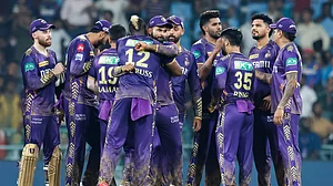 X/@KKRiders : Kolkata Knight Riders players during KKR vs LSG IPL 2024 match