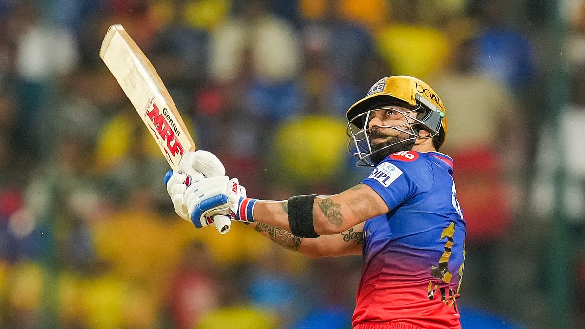 Virat Kohli in action against CSK at the M Chinnaswamy Stadium on Saturday. - PTI/Shailendra Bhojak
