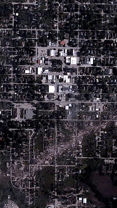 Satellite Photo Taken By BlackSky shows the Damage Caused by the Tornado.