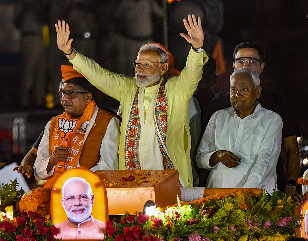 PTI :  
PM Modi campaigns for LS polls in Patna, Bihar
