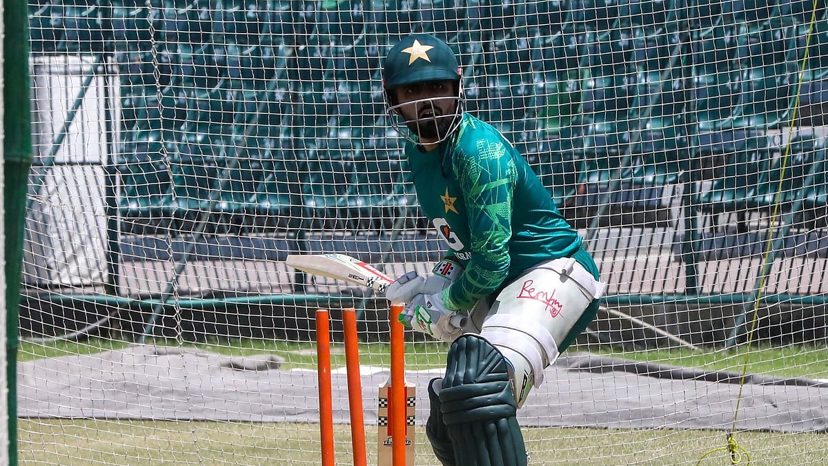 Pakistan white-ball captain Babar Azam practising in nets. - Babar Azam/X
