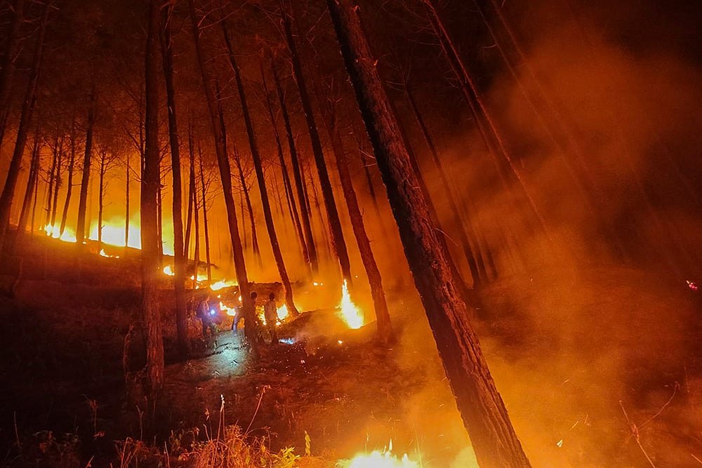 | Photo: PTI : Forest fire in Uttarakhand