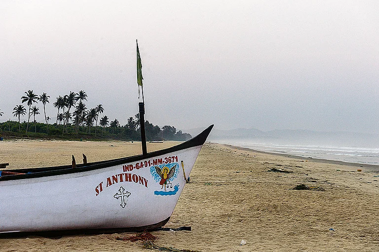 Goan Snapshots: A small fishing boat seen on the Zalor beach in South Goa - Photo: Vikram Sharma