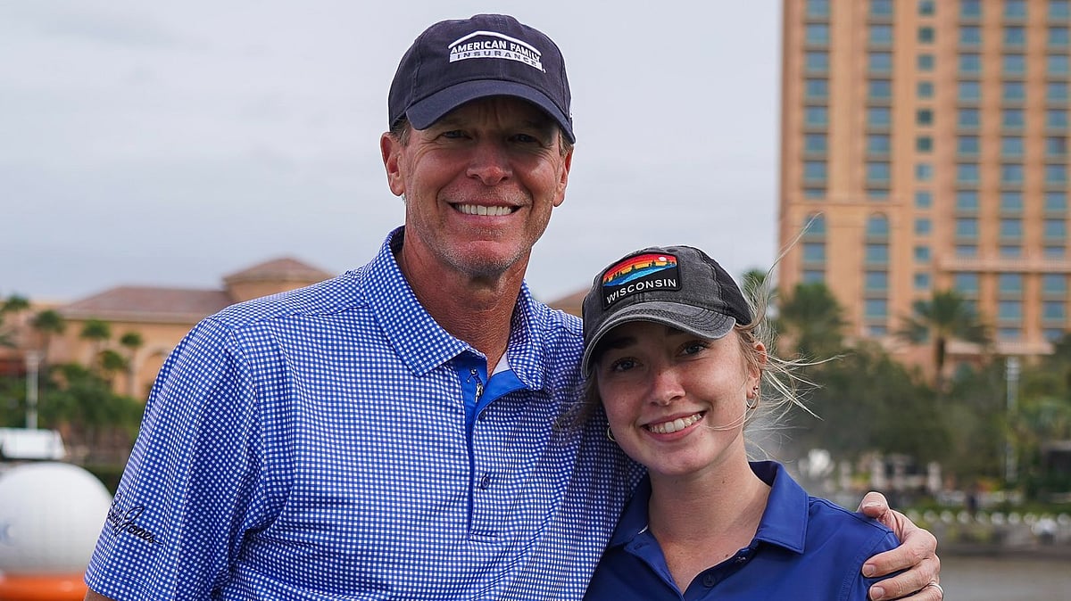 Two-time defending champion Steve Stricker with his daughter