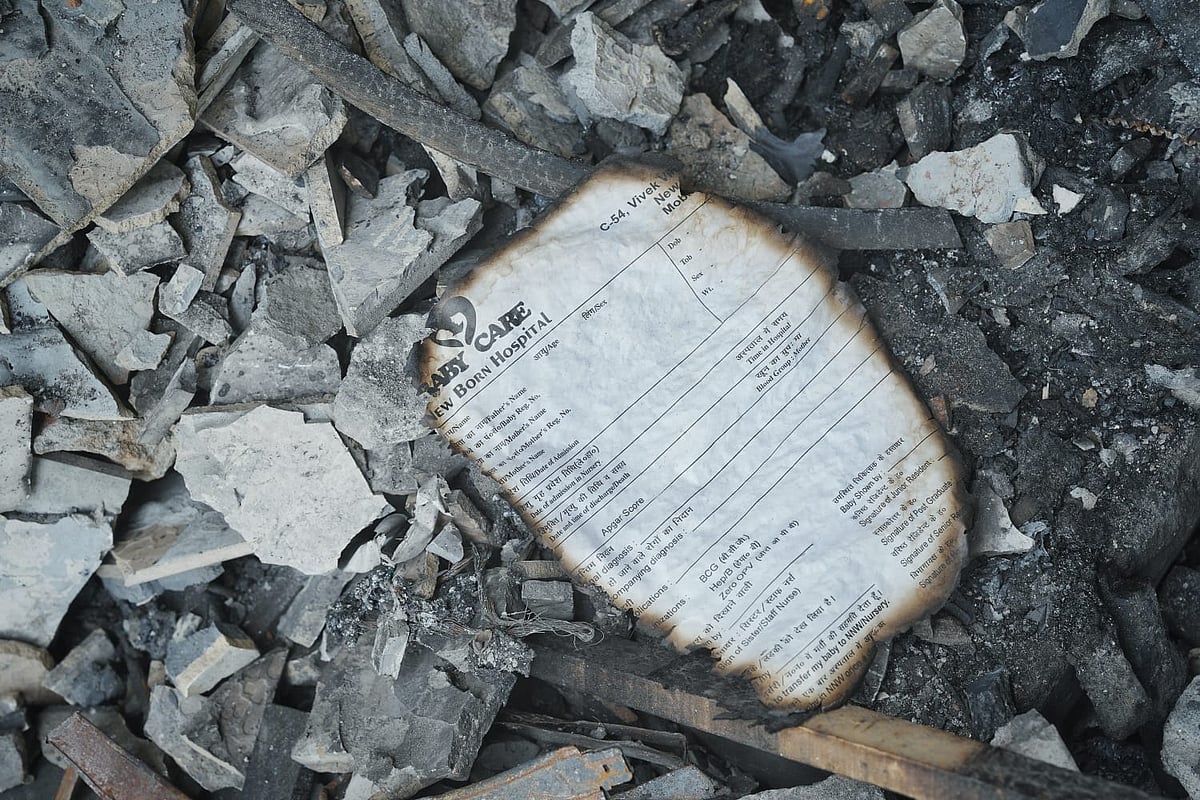 Photo by Suresh K Pandey/Outlook : Baby Care Hospital at Vivek Vihar in East Delhi, A massive fire broke out at the hospital on Saturday night, killing seven babies.