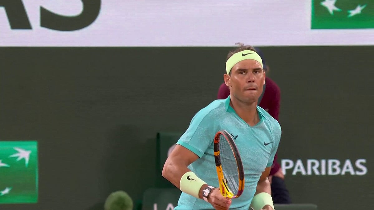 Rafael Nadal in action during his first-round defeat against Alexander Zverev at French Open 2024. - X/Roland Garros