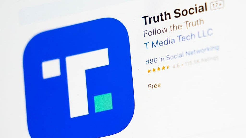 AP : The download screen for Truth Social app is seen on a laptop computer, Wednesday, March 20, 2024, in New York. 