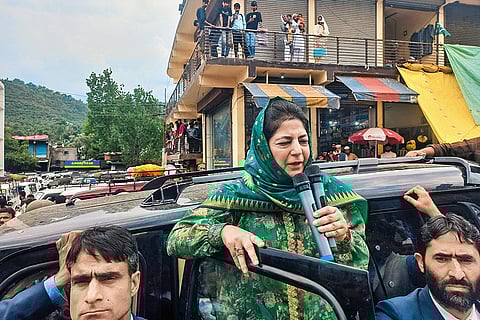 People’s Democratic Party’s Mehbooba Mufti at a roadshow