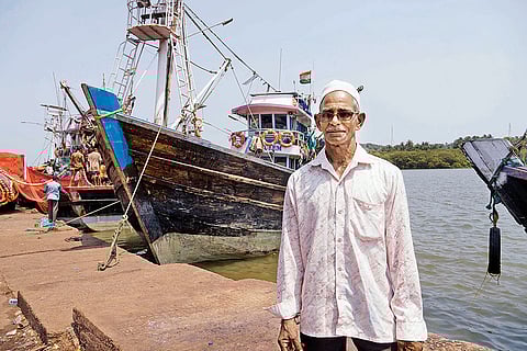 Stranded: Abdul Majid at Rajapur’s Dongari jetty, Shakre Nate village