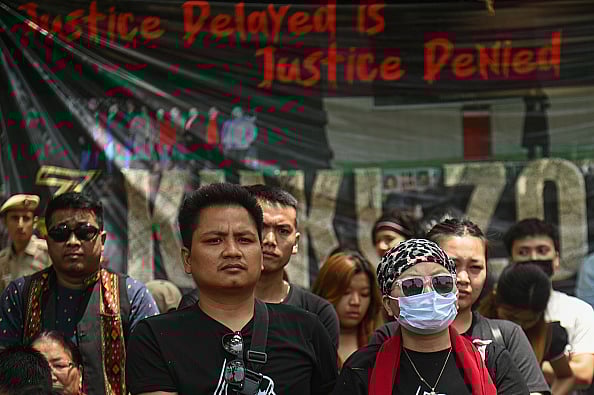 Representative Image/Getty Images : Members of the Kuki-Zo community are attending a protest against the violent clashes that began last year between the Meiteis and the Kuki-Zo ethnic groups in the northeastern state of Manipur, in New Delhi, India, on May 3, 2024. 