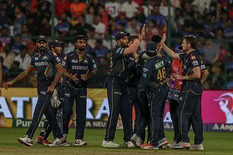 Gujarat Titans players celebrate Rajat Patidar wicket