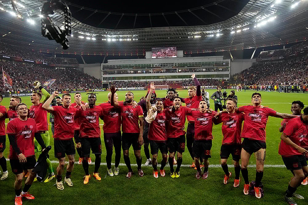 | Photo: AP/Matthias Schrader : Europa League 2023-24: Leverkusen after their match against Roma