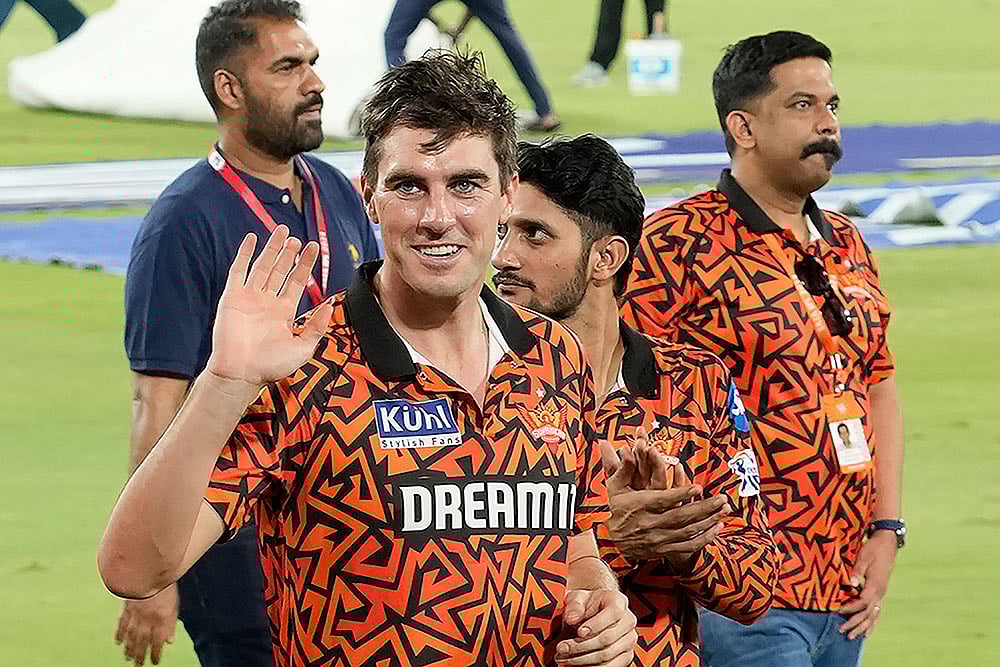 Photo: AP/Mahesh Kumar A. : Sunrisers Hyderabad's captain Pat Cummins