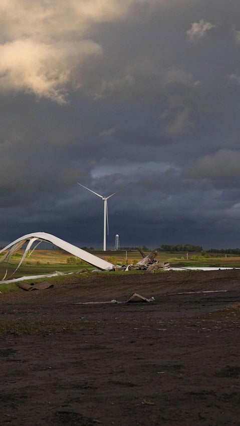 Fallen Wind Turbine Due To The Tornado