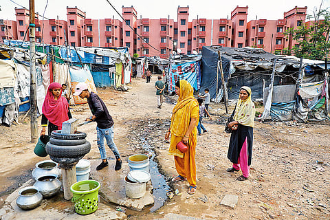 The only hand pump in Islamnagar from where at least 1,000 people fill water daily