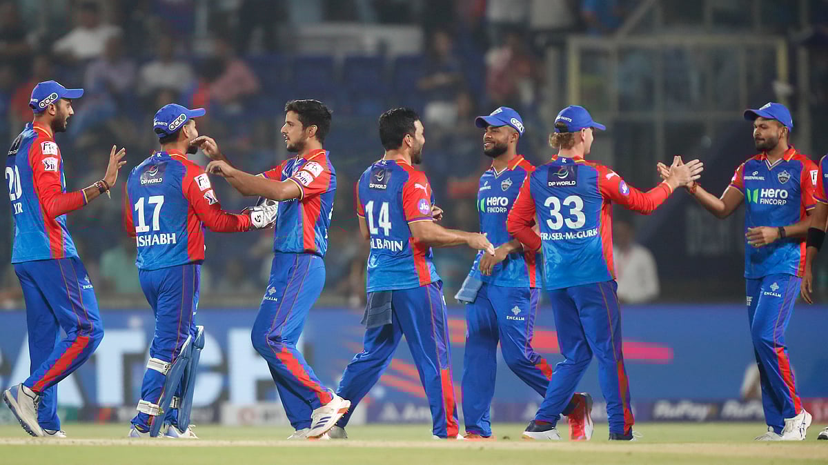 Photo: X/@IPL : DC players celebrate a wicket