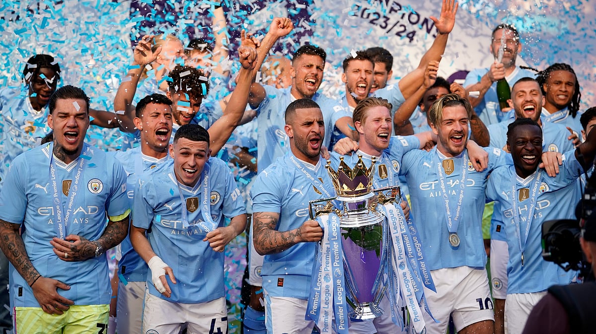 Manchester City, Premier League 2023-24 Win, Etihad Stadium, May 19 2024, AP Photo