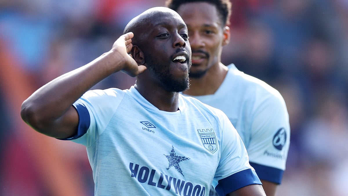 Wissa celebrates against Bournemouth.