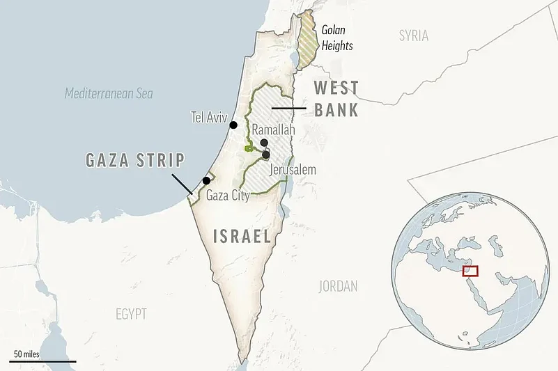 Map of Israel and Palestine