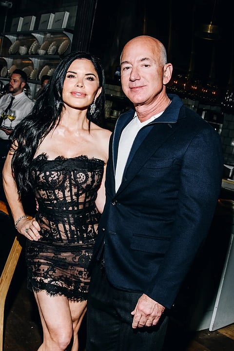 Bezos and Sanchez at pre-Met Gala party