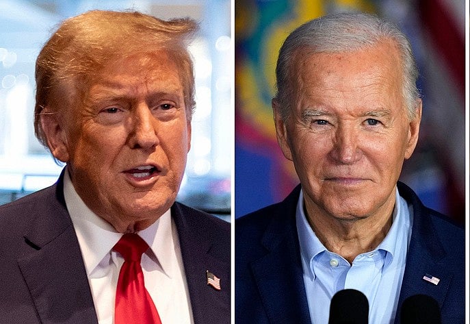 AP : Former President Donald Trump (L) and President Joe Biden (R).
